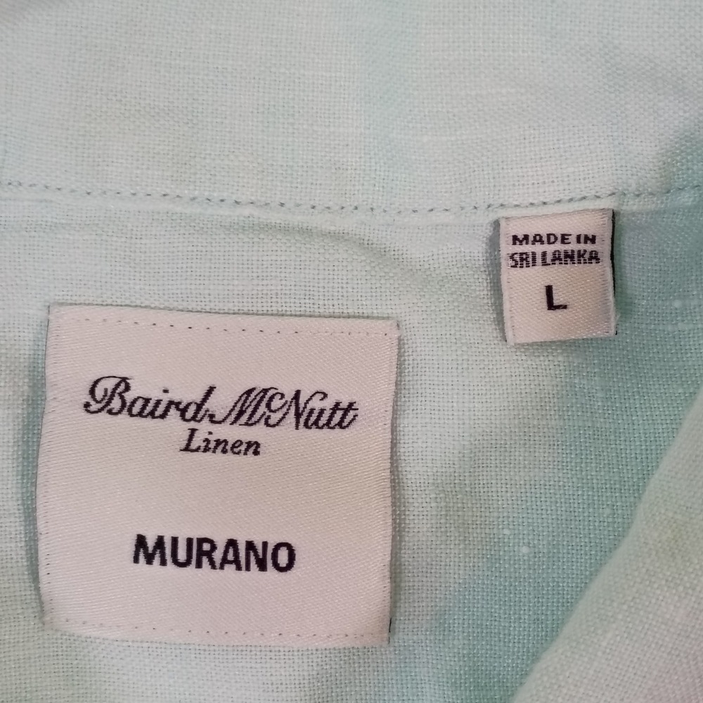 Murano Baird McNutt Linen Shirt Mens Large Mint Green Short Sleeve Button Up - Picture 4 of 11